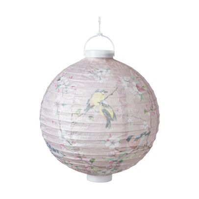 LED lampion met vogeltjes – roze – ø30 cm